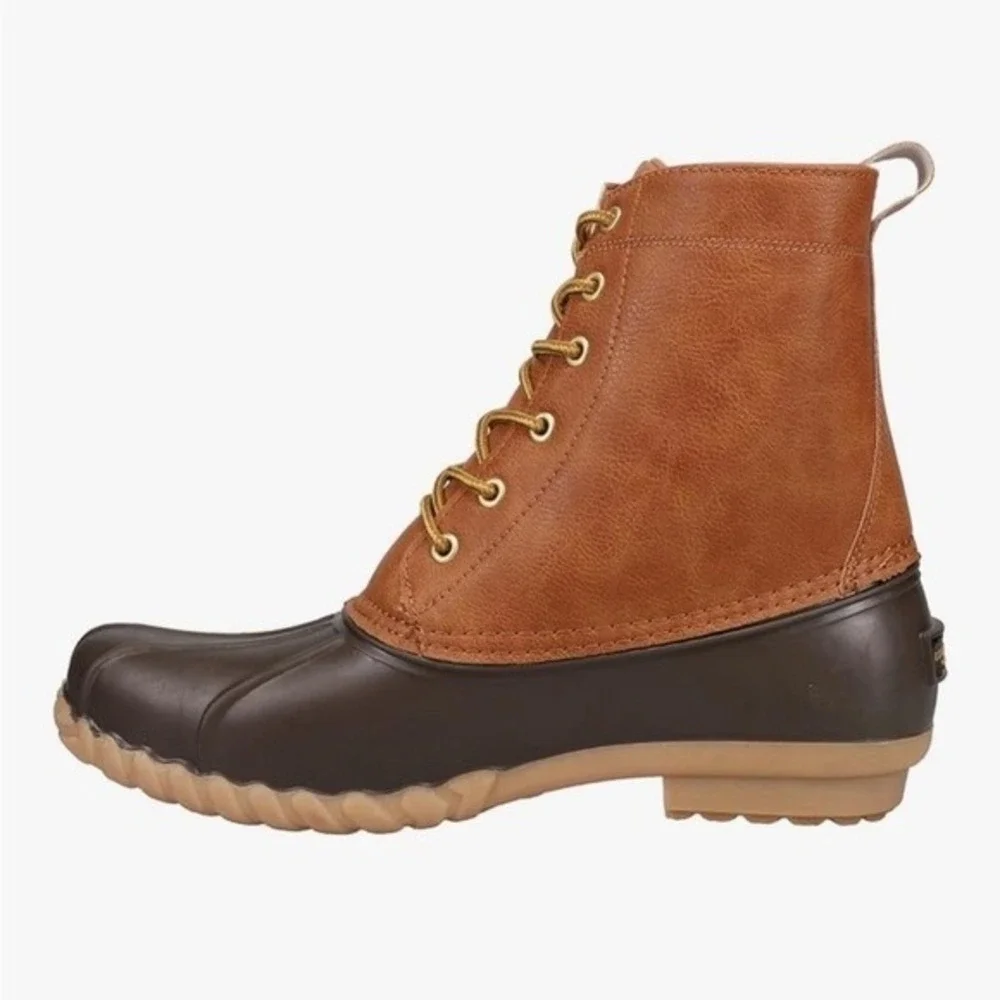 New 13 London Fog Seth Duck Boots Men Cognac Brown CL30424M Rain/Snow  Size :13